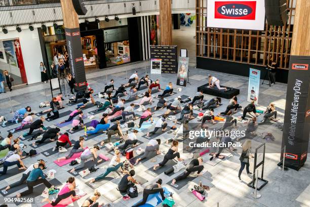 Guests #CelebrateLifeEveryDay at the Swisse Wellness yoga event lead by brand ambassador Ashley Hart at A Mindful Morning with Swisse Wellness &...