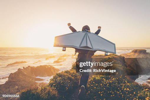 Muchacho de negocios con el Jet Pack en California Muchacho de negocios con el Jet Pack en California