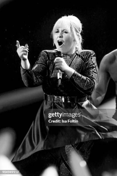 Irish singer Maite Kelly performs at the 'Schlagerchampions - Das grosse Fest der Besten' TV Show at Velodrom on January 13, 2018 in Berlin, Germany.