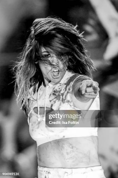 German singer Vanessa Mai performs at the 'Schlagerchampions - Das grosse Fest der Besten' TV Show at Velodrom on January 13, 2018 in Berlin, Germany.