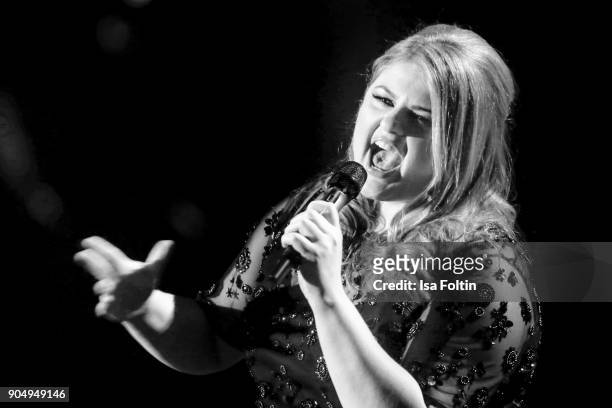 German singer Alina performs at the 'Schlagerchampions - Das grosse Fest der Besten' TV Show at Velodrom on January 13, 2018 in Berlin, Germany.