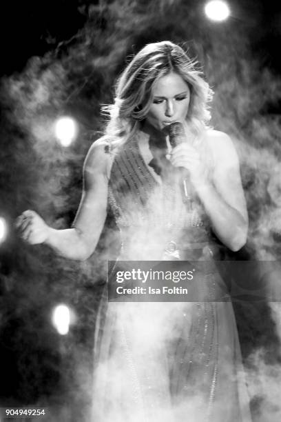 German singer Helene Fischer performs at the 'Schlagerchampions - Das grosse Fest der Besten' TV Show at Velodrom on January 13, 2018 in Berlin,...