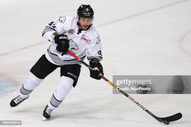 Yasin Ehliz of Nuernberg Ice Tigers during 42th Gameday of German Ice Hockey League between Red Bull Munich and Nuernberg Ice Tigers at...