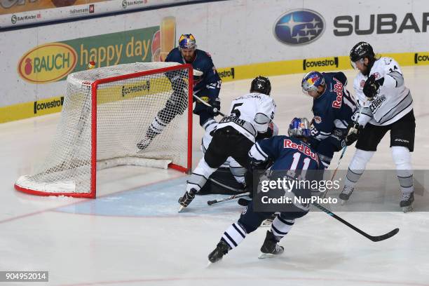 Mads Christensen of Red Bull Munich during 42th Gameday of German Ice Hockey League between Red Bull Munich and Nuernberg Ice Tigers at...