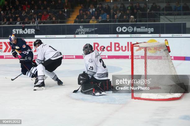Jason Jaffray of Red Bull Munich during 42th Gameday of German Ice Hockey League between Red Bull Munich and Nuernberg Ice Tigers at...