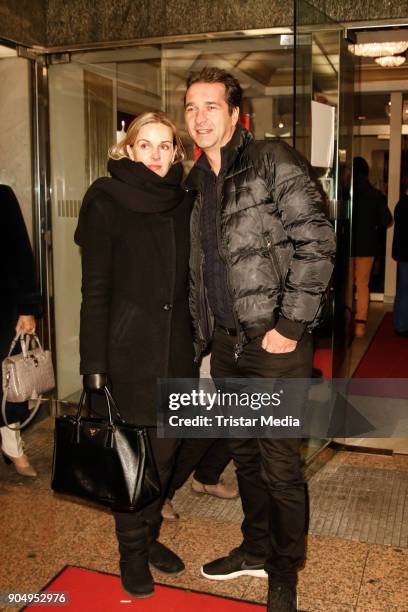 Denise Zich and her husband Andreas Elsholz attend the 'Die Tanzstunde' premiere on January 14, 2018 in Berlin, Germany.