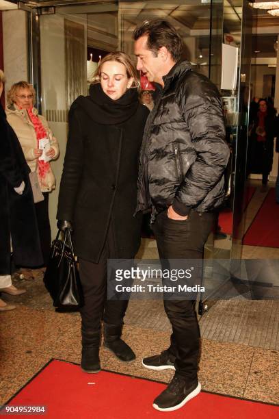 Denise Zich and her husband Andreas Elsholz attend the 'Die Tanzstunde' premiere on January 14, 2018 in Berlin, Germany.
