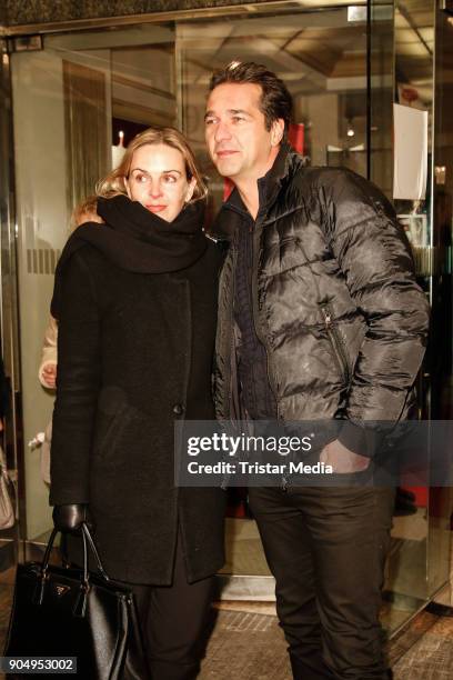 Denise Zich and her husband Andreas Elsholz attend the 'Die Tanzstunde' premiere on January 14, 2018 in Berlin, Germany.