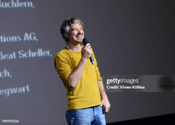 Peter Luisi speaks after a screening of "Flitzer" at the 29th Annual Palm Springs International Film Festival on January 14, 2018 in Palm Springs,...