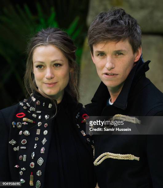 Eddie Redmayne poses with his wife Hannah Bagshawe attends the 'Early Man' World Premiere held at BFI IMAX on January 14, 2018 in London, England.