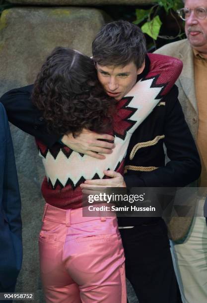 Maisie Williams and Eddie Redmayne attend the 'Early Man' World Premiere held at BFI IMAX on January 14, 2018 in London, England.