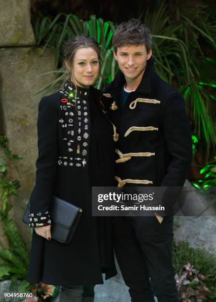 Eddie Redmayne poses with his wife Hannah Bagshawe attends the 'Early Man' World Premiere held at BFI IMAX on January 14, 2018 in London, England.