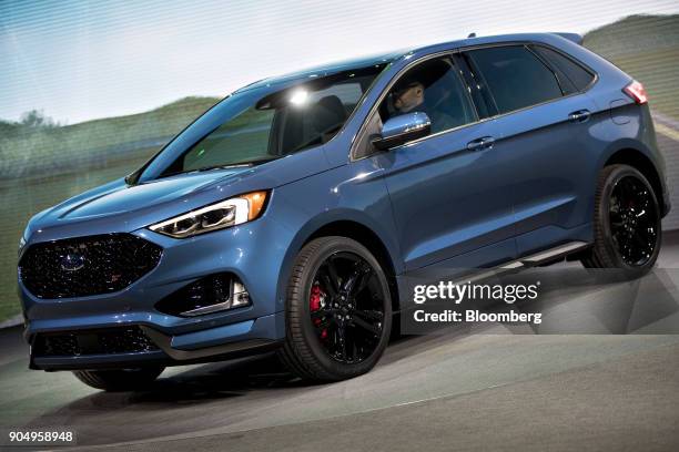 Ford Motor Co. 2019 Edge ST is displayed during the 2018 North American International Auto Show in Detroit, Michigan, U.S., on Sunday, Jan. 14, 2018....