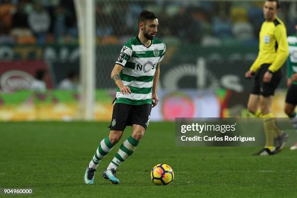 Sporting CP midfielder Bruno Fernandes from Portugal during the Portuguese Primeira Liga match between Sporting CP and GD Chaves at Estadio Jose...