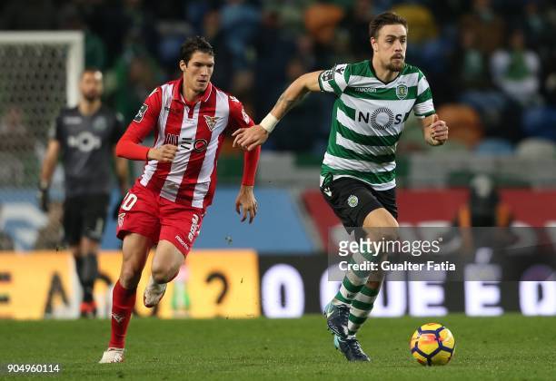 Sporting CP defender Sebastian Coates from Uruguay with CD Aves forward Frederico Falcone from Argentina in action during the Primeira Liga match...
