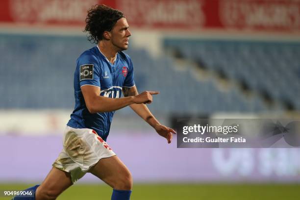 Os Belenenses midfielder Marko Bakic from Montenegro celebrates after scoring a goal during the Primeira Liga match between CF Os Belenenses and Rio...