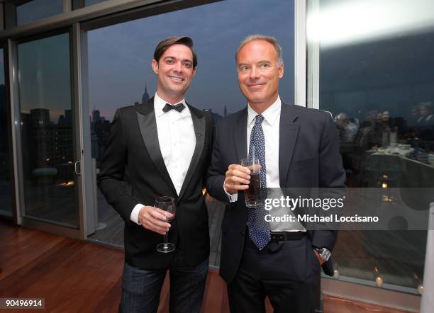 Luxury Advertising Director Brendan Coolidge Monaghan and LVMH chairman of North America, Renaud Dutreil attend a cocktail party in honor of designer...