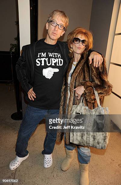 Andy Dick and Carol Leifer poses for new 2009 PETA Public Service Announcement at Air Hollywood Studio on February 24, 2009 in Pacoima, California.