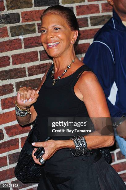 Motown Records President Sylvia Rhone visits the "Late Show with David Letterman" at the the Ed Sullivan Theater on September 8, 2009 in New York...