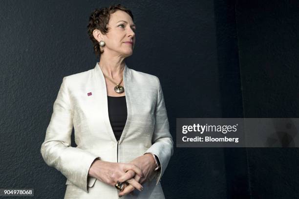 Inga Beale, chief executive officer of Lloyd's of London, poses for a photograph following a Bloomberg Television interview on the sidelines of the...