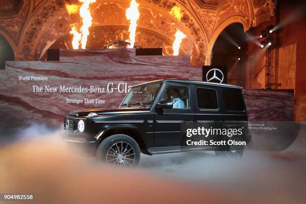 Mercedes-Benz introduces the 2019 G-Class during a media preview at the North American International Auto Show in the historic Michigan Theater on...