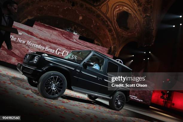 Mercedes-Benz introduces the 2019 G-Class during a media preview at the North American International Auto Show in the historic Michigan Theater on...
