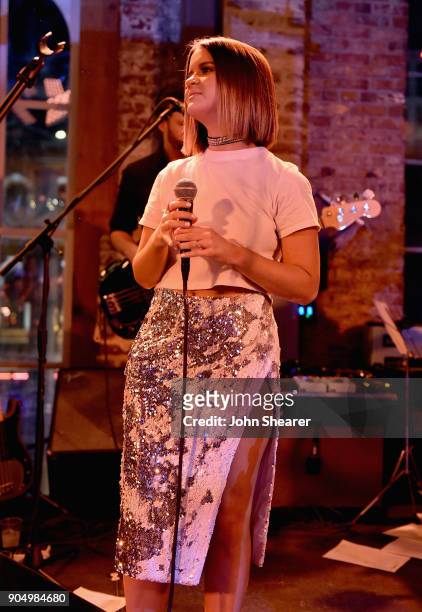 Maren Morris performs onstage during the Nashville Opening of Dierks Bentley's Whiskey Row on January 14, 2018 in Nashville, Tennesse
