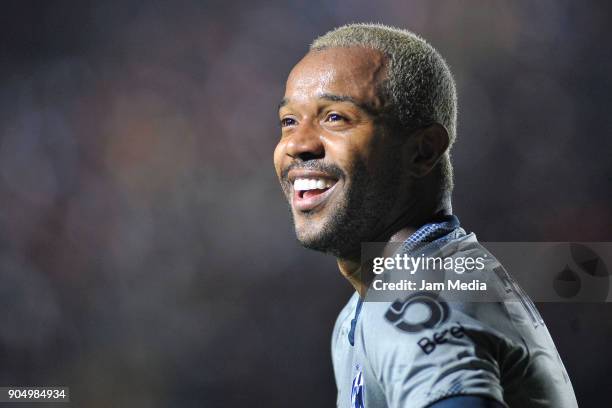 Dorlan Pabon of Monterrey smiles during the second round match between Veracruz and Monterrey as part of Torneo Clausura 2018 Liga MX at Luis...