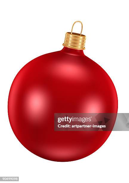 red ornament for christmas tree - christmas bauble isolated stock pictures, royalty-free photos & images