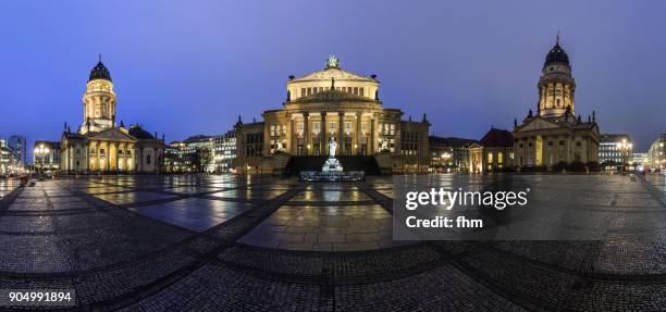 panorama berlin gendarmenmarkt after rain (berlin, germany) - deutscher dom stock pictures, royalty-free photos & images