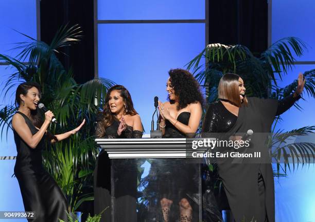 Hosts Jeannie Mai, Adrienne Houghton, Tamera Mowry-Housley and Loni Love s peak onstage at the 49th NAACP Image Awards Non-Televised Awards Dinner at...