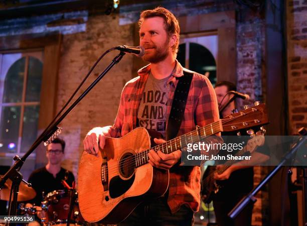 Singer-songwriter Dierks Bentley performs onstage during the Nashville Opening of Dierks Bentley's Whiskey Row on January 14, 2018 in Nashville,...