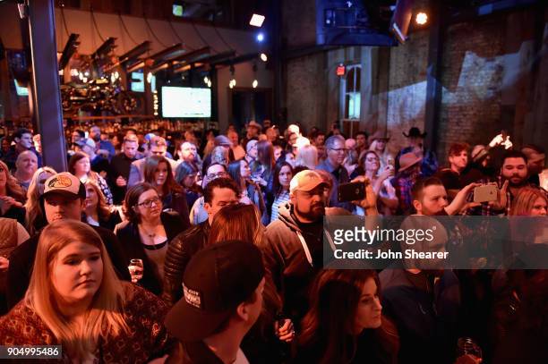 View of the audience at the Nashville Opening of Dierks Bentley's Whiskey Row on January 14, 2018 in Nashville, Tennesse