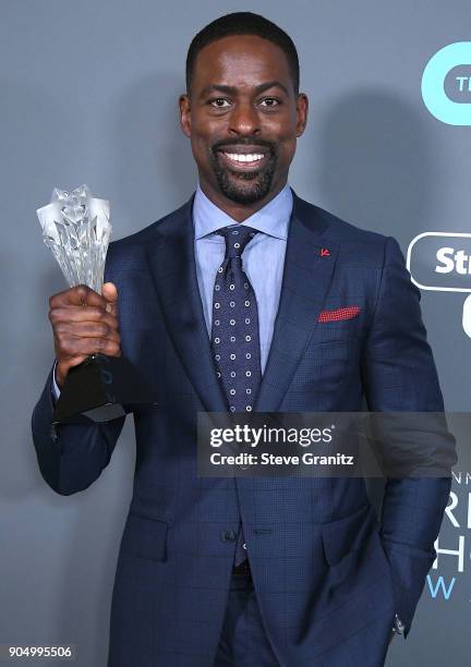Sterling K. Brown poses at the The 23rd Annual Critics' Choice Awards at Barker Hangar on January 11, 2018 in Santa Monica, California.