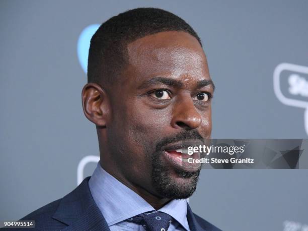 Sterling K. Brown poses at the The 23rd Annual Critics' Choice Awards at Barker Hangar on January 11, 2018 in Santa Monica, California.