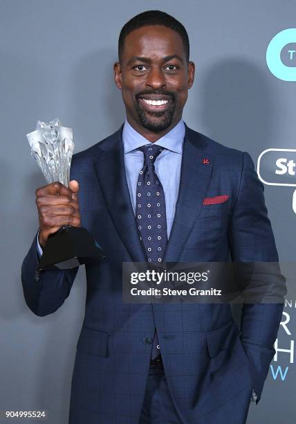 Sterling K. Brown poses at the The 23rd Annual Critics' Choice Awards at Barker Hangar on January 11, 2018 in Santa Monica, California.