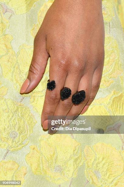 Alicia Quarles, ring detail, attends the 2018 National Retail Federation Gala at Pier 60 on January 14, 2018 in New York City.