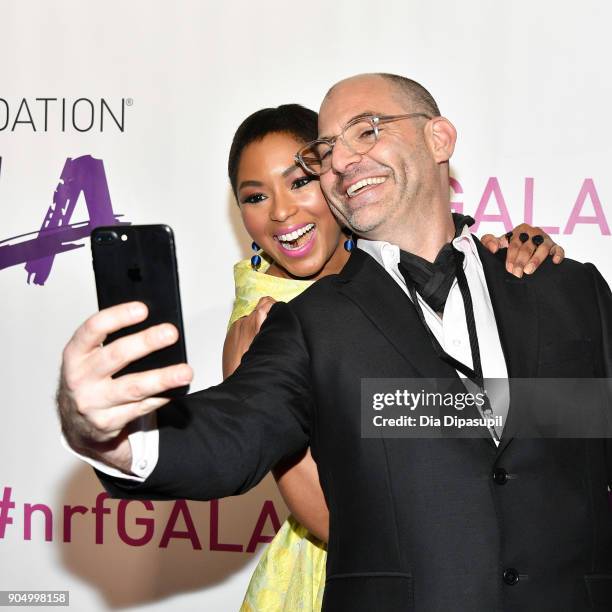 Alicia Quarles and Jono Waks take a selfie at the 2018 National Retail Federation Gala at Pier 60 on January 14, 2018 in New York City.