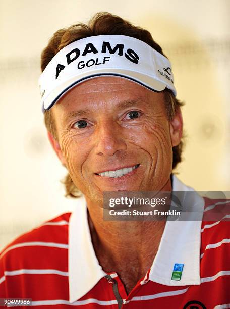 Bernhard Langer of Germany during his press conference prior to the Mercedes-Benz Championship at The Gut Larchenhof Golf Club on September 9, 2009...