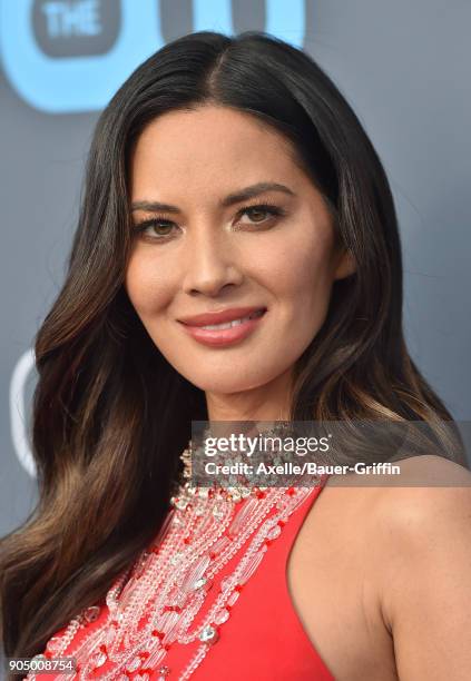 Actress Olivia Munn attends the 23rd Annual Critics' Choice Awards at Barker Hangar on January 11, 2018 in Santa Monica, California.