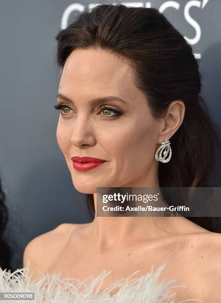 Actress Angelina Jolie attends the 23rd Annual Critics' Choice Awards at Barker Hangar on January 11, 2018 in Santa Monica, California.