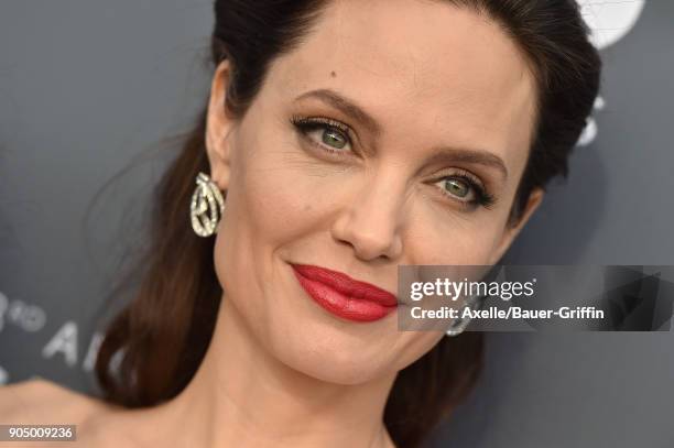 Actress Angelina Jolie attends the 23rd Annual Critics' Choice Awards at Barker Hangar on January 11, 2018 in Santa Monica, California.