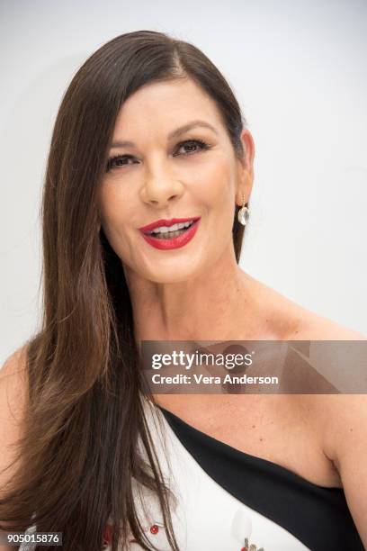 Catherine Zeta-Jones at the "Cocaine Godmother" Press Conference at the Four Seasons Hotel on January 13, 2018 in Beverly Hills, California.