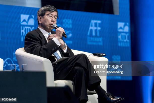 Takehiko Nakao, president of the Asian Development Bank , speaks during the Hong Kong Asian Financial Forum in Hong Kong, China, on Monday, Jan. 15,...
