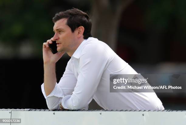 Former Bulldogs, Saint and Kangaroos player Farren Ray looks on during a North Melbourne Kangaroos Training Session at Arden Street Ground on January...