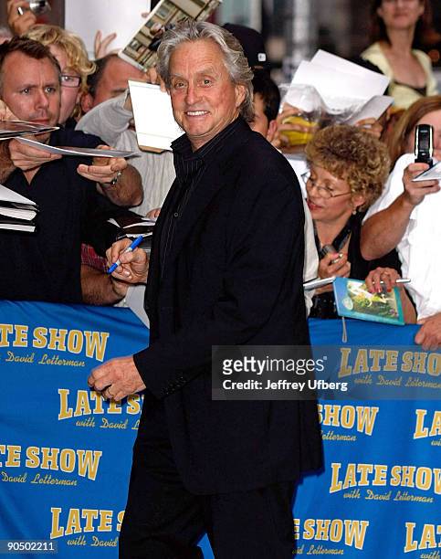 Actor Michael Douglas visits "Late Show with David Letterman" at the Ed Sullivan Theater on September 8, 2009 in New York City.