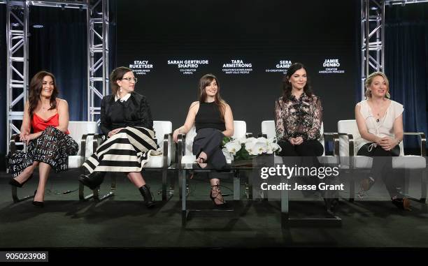 Showrunner Stacy Rukeyser, co-creator Sarah Gertrude Shapiro, creator/showrunner Tara Armstrong, co-creator/co-showrunner Sera Gamble and show...