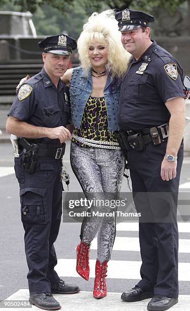 Kim Cattrall is seen on the set of the movie "Sex in the City2" on location on on the Streets of Manhattan on September 9, 2009 in New York City.