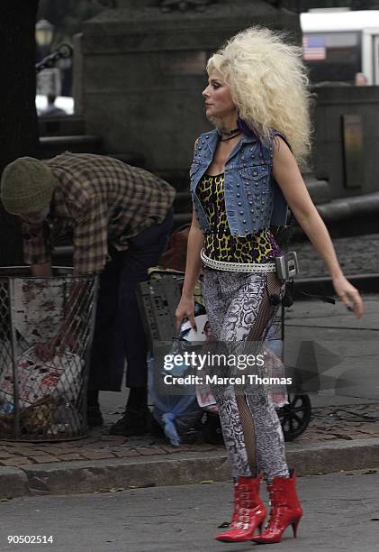 Kim Cattrall is seen on the set of the movie "Sex in the City2" on location on on the Streets of Manhattan on September 9, 2009 in New York City.