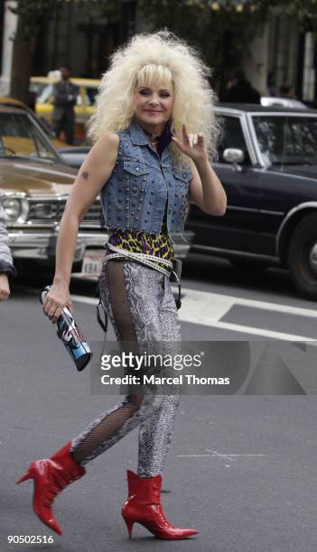 Kim Catrall is seen on the set of the movie"Sex in the City2" on location on the Streets of Manhattan on September 9, 2009 in New York City.